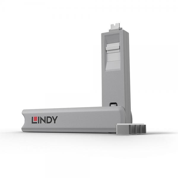 Lindy 40427 clip sicura Bloccaporte + chiave USB tipo-C Bianco 5 pz (USB C PORT SCHLOSS - 4 STCK MIT SCHLSSEL WEI)