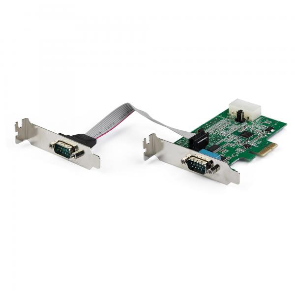 StarTech.com Scheda adattatore seriale PCI Express RS232 a 2 porte - Scheda controller host seriale PCIe RS232 - PCIe a seriale DB9 - 16950 UART - Scheda di espansione a basso profilo - Windows e Lin