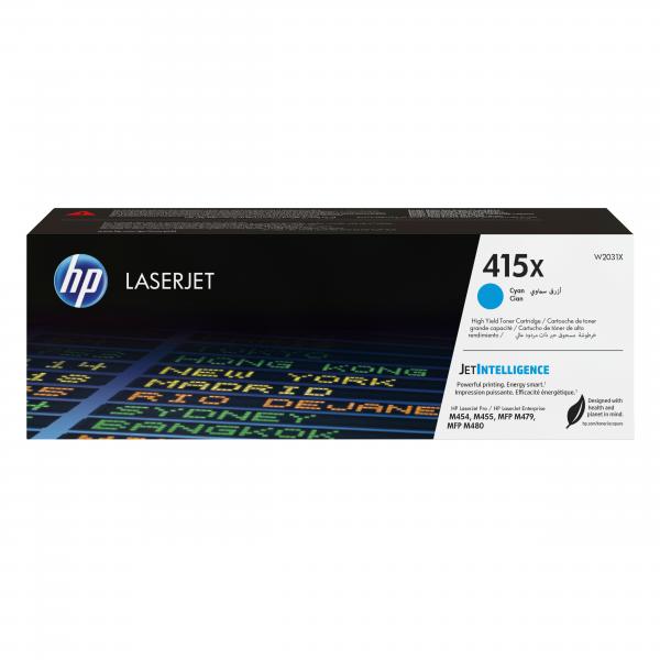 HP Cartuccia toner ciano originale LaserJet 415X ad alta capacità (OEM HP W2031X 415X Cyan 6000 pages Original Toner)
