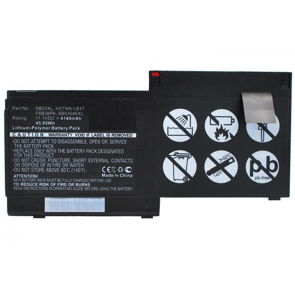 CoreParts MBXHP-BA0132 ricambio per laptop Batteria (Laptop Battery for HP 45.00Wh - 11.25V 4000mAh 46Wh Li-Pol - 11.1V 4140mAh Black, Elitebook 820, Elitebook 820 G1 - Warranty: 12M)
