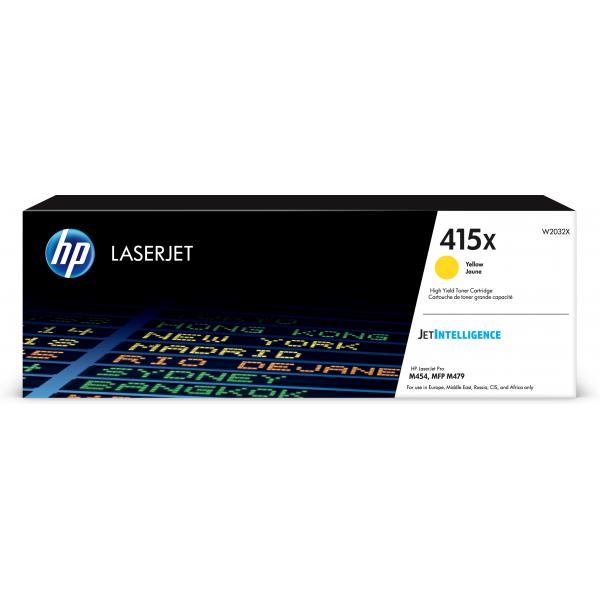 HP Cartuccia toner giallo originale LaserJet 415X ad alta capacità (OEM HP W2032X 415X Yellow 6000 pages Original Toner)