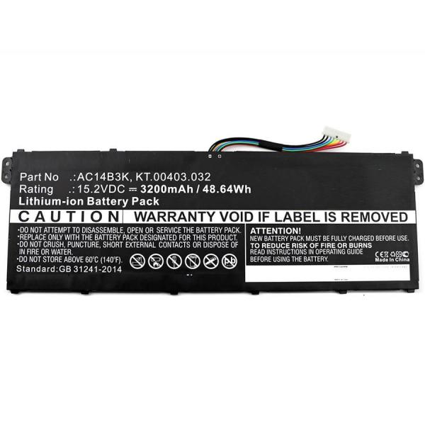 CoreParts MBXAC-BA0043 ricambio per laptop Batteria (Laptop Battery for Acer - 48.64Wh 15.2V 3200mAh 49Wh - Li-ion 15.2V 3200mAh Black, Aspire ES15, Aspire ES1-572, Aspire ES1-572-31LD, - Warranty: 1