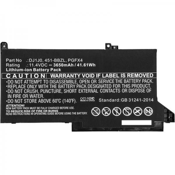 CoreParts MBXDE-BA0140 ricambio per laptop Batteria (Laptop Battery for Dell - 41.04Wh 11.4V 3600mAh 42Wh - Li-ion 11.4V 3650mAh Black, Latitude 12 7000, Latitude 12 7280, Latitude 12 7480 - Warranty