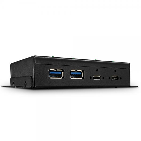 Lindy 43094 hub di interfaccia USB 3.2 Gen 2 [3.1 Gen 2] Type-C 10000 Mbit/s Nero (4 Port Usb 3.1 Gen 2 Type C - Metal Hub - Warranty: 24M)