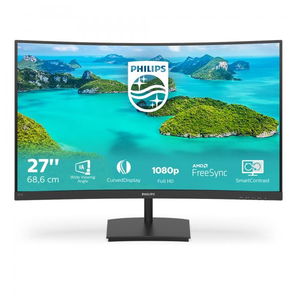 Philips E Line 271E1SCA/00 Monitor PC 68,6 cm [27] 1920 x 1080 Pixel Full HD LCD Nero (Philips E-line 271E1SCA - LED monitor - curved - 27 - 1920 x 1080 Full HD [1080p] @ 75 Hz - VA - 250 cd/m? - 300