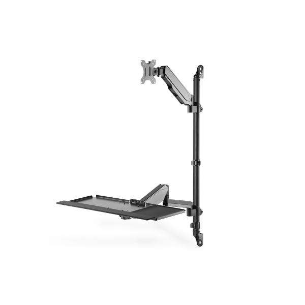 Digitus Postazione di lavoro flessibile per lavorare in piedi o seduti, montaggio a parete, schermo singolo (SINGLE SIT-STAND WORKSTATION - WALL MOUNT SINGLE MONITOR)