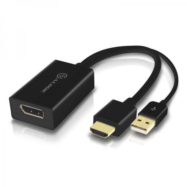 ALOGIC HDDPU-ACTV cavo e adattatore video DisplayPort HDMI + USB Nero (HDMI MALE TO DISPLAYPORT FEMALE - ADAPTER WITH USB CABLE FOR POWER)