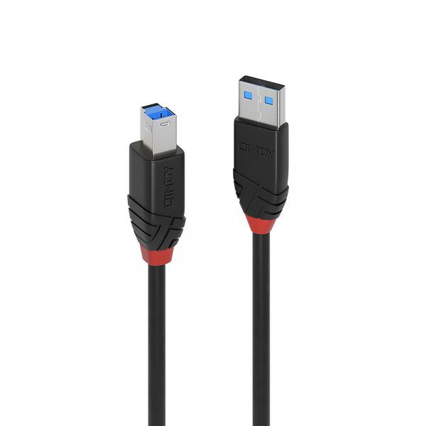 Lindy 43227 cavo USB USB 3.2 Gen 1 [3.1 Gen 1] 10 m USB A USB B 5 Gbit/s Nero (10M USB 3.0 A/B AKTIVKABEL SLIM - MIT LADEFUNKTION)