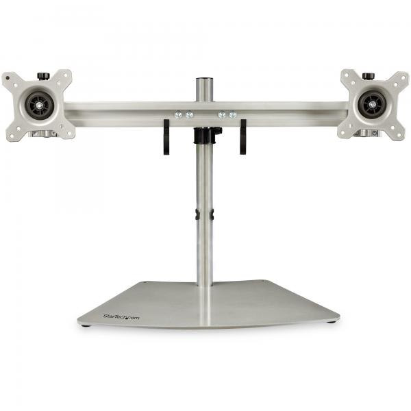 StarTech.com Supporto per due monitor - Orizzontale - Argento (DUAL MONITOR MOUNT DESK STAND - ERGONOMIC VESA MOUNT STAND)