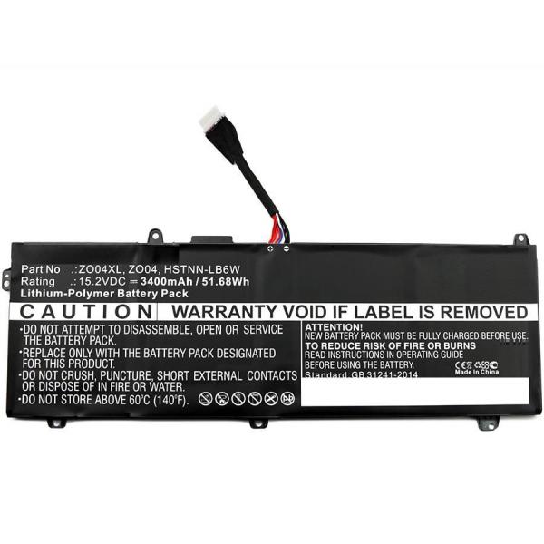 CoreParts MBXHP-BA0109 ricambio per laptop Batteria (Laptop Battery for HP 51.68Wh - 15.2V 3400mAh 52Wh Li-Pol - 15.2V 3400mAh Black, Zbook Studio G3 - Warranty: 12M)
