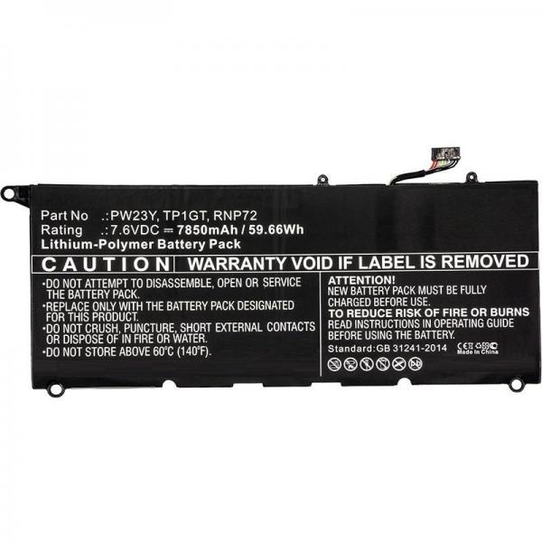 CoreParts MBXDE-BA0116 ricambio per laptop Batteria (Laptop Battery for Dell - 46.36Wh 7.6V 6100mAh 46Wh - Li-Pol 7.6V 6100mAh Black, XPS 13 9360, XPS 13 9360-D1605G - Warranty: 12M)