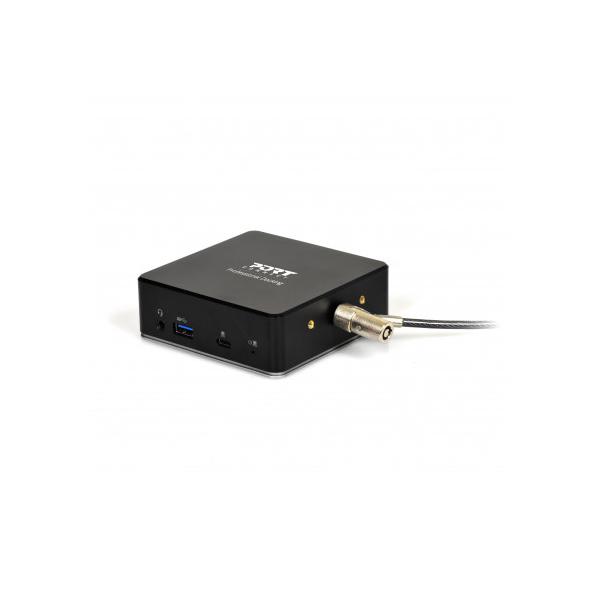 Port Designs 901908-UK replicatore di porte e docking station per laptop Cablato USB 3.2 Gen 1 [3.1 Gen 1] Type-C Nero (Port USB-C and USB-A Dual video docking station. Includes 100x power supply uni