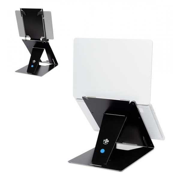R-Go Tools Supporto per tablet e laptop R-Go Riser Duo, adatto per schermi da 10-22 pollici, nero (RISER TABLET AND LAPTOP STAND - ADJUSTABLE BLACK)