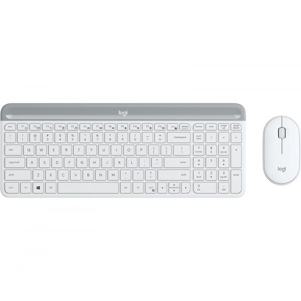 Logitech 920-009201 tastiera Mouse incluso Universale RF Wireless QWERTY Nordic Bianco (Logitech Slim Wireless Combo MK470 - t)