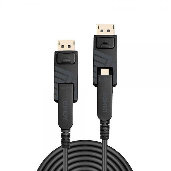 Lindy 38484 cavo DisplayPort 50 m Mini DisplayPort Nero (50M FIBRE OPTIC HYBRID MINI - DISPLAYPORT 1.4 CABLE)