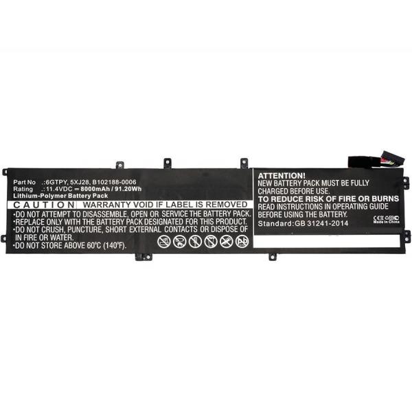 CoreParts MBXDE-BA0090 ricambio per laptop Batteria (Laptop Battery for Dell - 69.30Wh 11.55V 6000mAh 69.3Wh - Li-Pol 11.55V 6000mAh Black, Precision M5520, XPS 15 9560, XPS 15 9560 i7-7700HQ - Warra