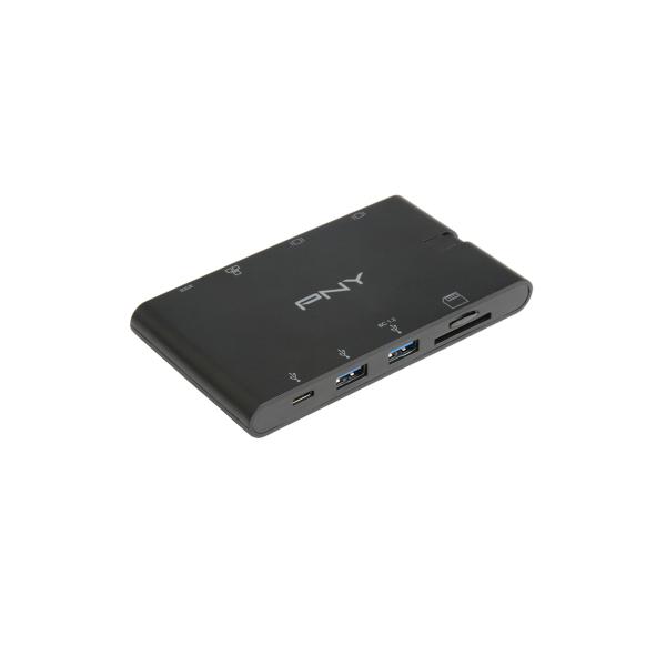 PNY A-2UF-2TC-K01-RB replicatore di porte e docking station per laptop Nero (PNY All-in-One USB-C - Mini Portable Dock [1Year warranty])