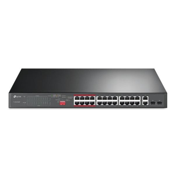 TP-Link TL-SL1226P Non gestito Gigabit Ethernet [10/100/1000] Supporto Power over Ethernet [PoE] 1U Grigio (TP-Link TL-SL1226P 24-Port Metal 10/100Mbps + 2-Port Gigabit Unmanaged PoE+ Switch [250W])
