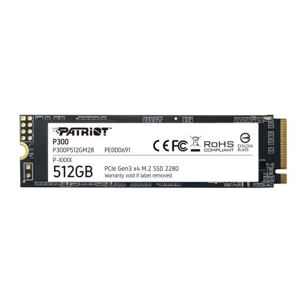 Patriot Memory P300P512GM28 drives allo stato solido 512 GB M.2 PCI Express NVMe (Patriot P300 [P300P512GM28] 512GB NVMe SSD, M.2 Interface, PCIe Gen3, 2280, Read 1700MB/s, Write 1100MB/s, 3 Year War