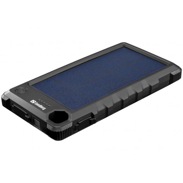 Sandberg Outdoor Solar Powerbank 10000 (Outdoor Solar Powerbank 10000 - Outdoor Solar Powerbank - 10000, Black, Mobile phone/Smartphone, Rectangle, Dust resistant, Snow - Warranty: 60M)