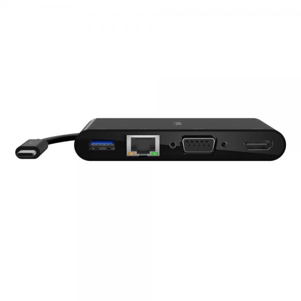 Belkin AVC005BTBK replicatore di porte e docking station per laptop Cablato USB 3.2 Gen 1 [3.1 Gen 1] Type-C Nero (USB-C TO GIGABIT-ETHERNET/HDMI - VGA/USB-A ADAPTER BLACK)