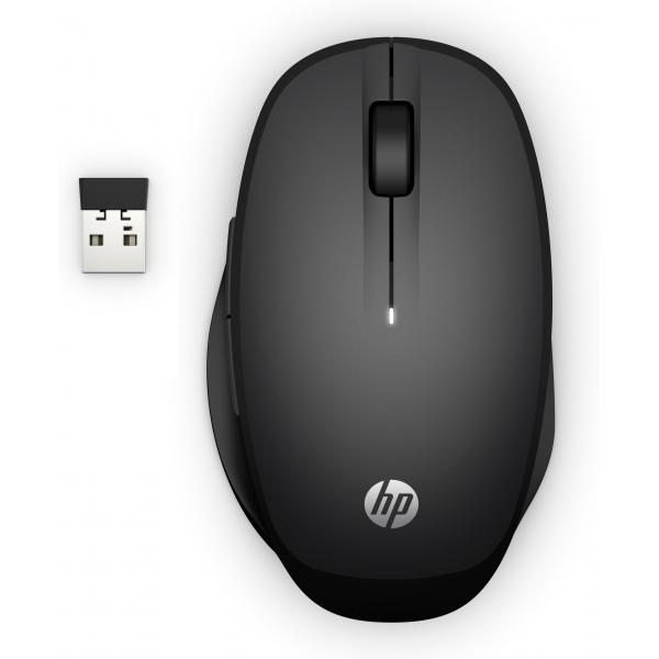 HP Dual Mode Mouse (Dual Mode Black Mouse 300 E - Dual Mode, Right-hand, - Optical, RF Wireless+Bluetooth, 3600 DPI, Black - Warranty: 6M)