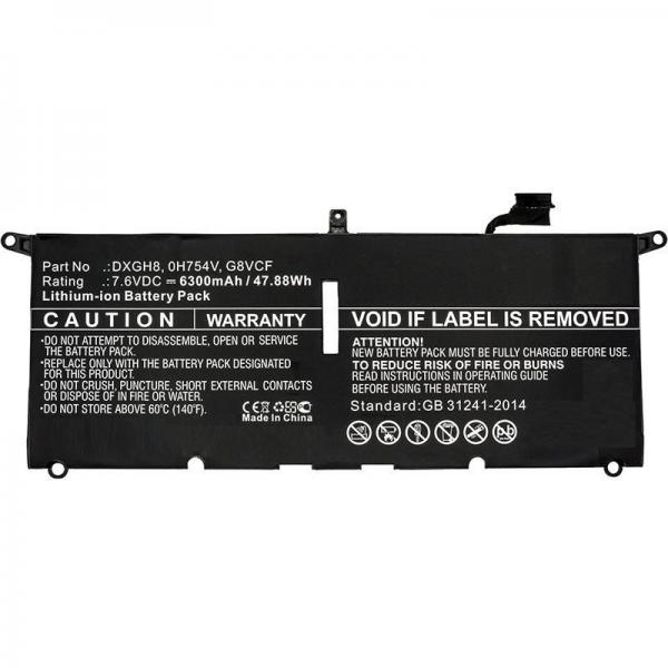 CoreParts MBXDE-BA0082 ricambio per laptop Batteria (Laptop Battery for Dell - 47.88Wh 7.6V 6300mAh 48Wh - Li-Pol 7.6V 6300mAh Black, XPS 13 2018, XPS 13 9370, XPS 13 9370 FHD i5, XPS - Warranty: 12M