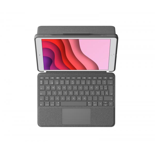 Logitech 920-009627 tastiera per dispositivo mobile QWERTY Spagnolo Smart Connector Grafite (Logitech Combo Touch - Custodia tastiera e carta - con trackpad - retroilluminato - Apple Smart connector
