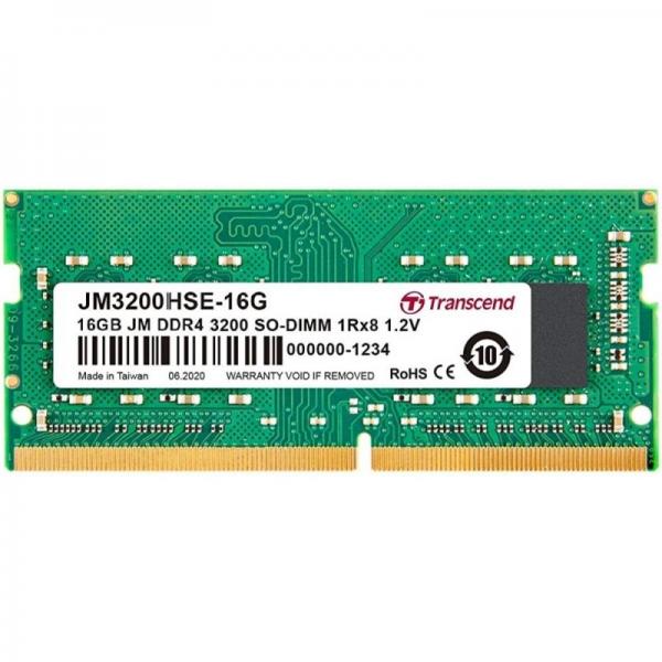 Transcend JetRam JM3200HSE-16G memoria 16 GB 1 x 16 GB DDR4 260-pin SO-DIMM (JetRam 16GB DDR4-3200 SO-DIMM - 1Rx8 1.2V - Warranty: 12M)