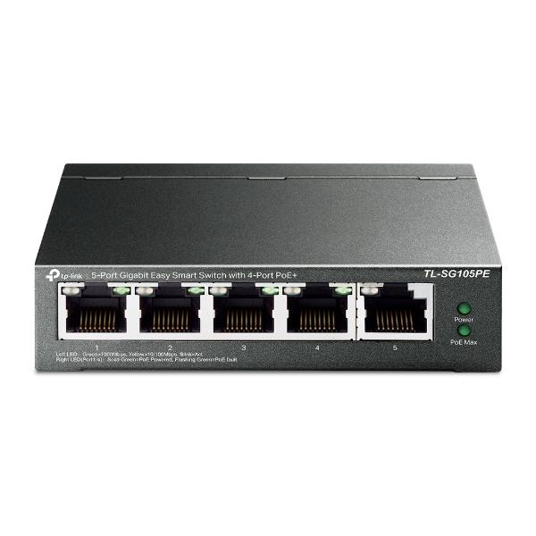 TP-Link TL-SG105PE switch di rete Gestito L2 Gigabit Ethernet [10/100/1000] Supporto Power over Ethernet [PoE] Nero (TP-LINK Switch TL-SG105PE 5xGBit 4xPoE+ Unmanaged/Easy Smart Metallgeh?use)