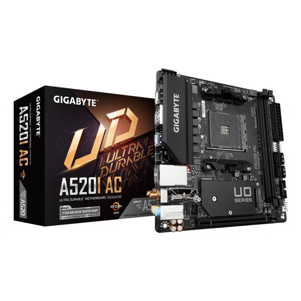 GIGABYTE A520I AC Scheda madre - Supporta CPU AMD Ryzen 5000 Series AM4, VRM digitale a 6 fasi, fino a 5300MHz DDR4 [OC], 1xPCIe 3.0 M.2, WIFI, GbE LAN, USB 3.2 Gen1 (Gigabyte A520I AC Ultra Durable