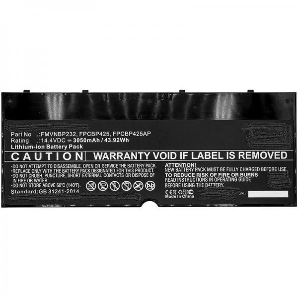 CoreParts MBXFU-BA0027 ricambio per laptop Batteria (Laptop Battery for Fujitsu - 45.00Wh 14.4V 3100mAh 44WH - Li-Pol 14.4V 3050Ah Black, FUJITSU LifeBook T904 T904U T935 U745 - Warranty: 12M)