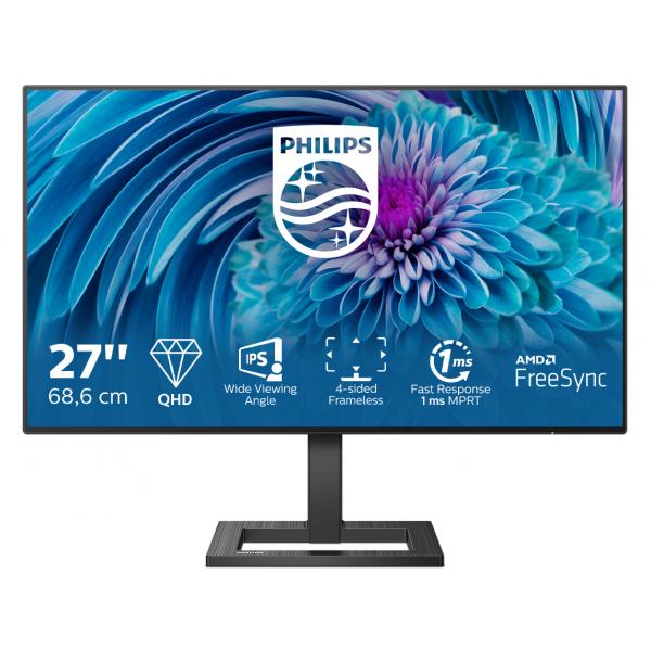 Philips E Line 275E2FAE/00 Monitor PC 68,6 cm [27] 2560 x 1440 Pixel Quad HD LED Nero (Philips E-line 275E2FAE - Monitor a LED - 27 - 2560 x 1440 QHD @ 75 Hz - IPS - 350 cd/m? - 1000:1 - 1 ms - 2xHDM