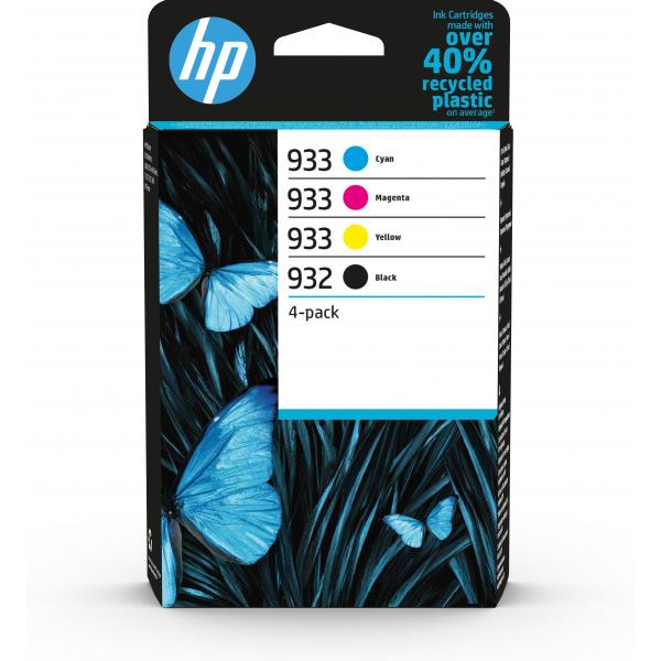 HP Confezione da 4 inchiostri originali 932/933 nero, ciano, magenta, giallo (HP 932 BLACK / 933 CMY ORIGINAL - INK CARTRIDGE 4-PACK)
