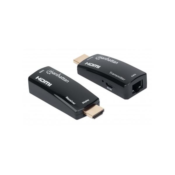 Manhattan 207539 moltiplicatore AV Trasmettitore e ricevitore AV Nero (HDMI OVER ETHERNET EXTENDER KIT - -1080P/60HZ TO 60M OVER CAT6 CBL)