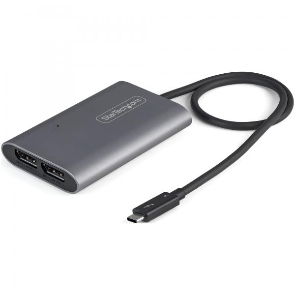 StarTech.com Adattatore Thunderbolt a doppio monitor DisplayPort DP 1.4 8K - Doppio 4K 60Hz o singolo 8K/5K Thunderbolt a DP - Adattatore video porta TB a 2x DisplayPort - Cavo da 46 cm - Mac/Windows