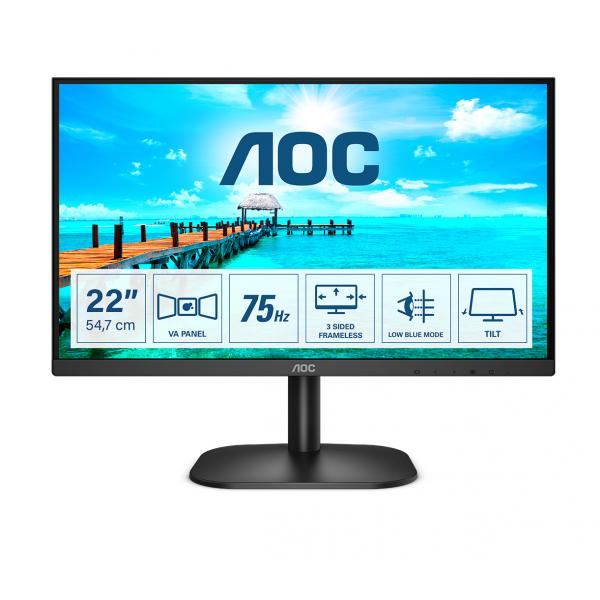 AOC B2 22B2H/EU Monitor PC 54,6 cm [21.5] 1920 x 1080 Pixel Full HD LED Nero (AOC 22B2H/EU - Monitor a LED - 22 [21.5 visualizzabile] - 1920 x 1080 Full HD [1080p] @ 75 Hz - VA - 200 cd/m? - 3000:1 -
