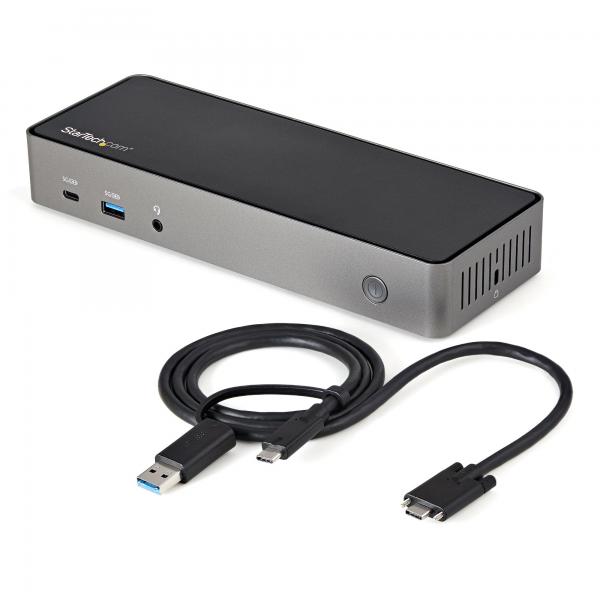 StarTech.com USB-C e USB-A Dock - Docking station universale triplo monitor DisplayPort e HDMI 4K 60Hz - 85W Power Delivery, Hub 6x USB, GbE, Audio - Docking station USB tipo C/USB 3.1 Gen 2 10Gbps (