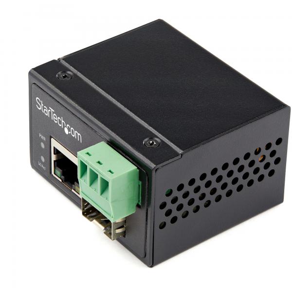 StarTech.com Media Converter fibra ottica a Ethernet - Convertitore industriale da fibra a rame 100 Mbps - SFP a RJ45/Cat6 - Fibra monomodale/multimodale a rete Ethernet -12-56V DC - IP-30 (INDUSTRIA
