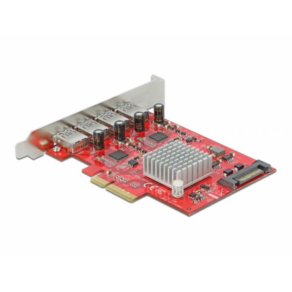 DeLOCK Scheda PCI Express x4 per 4 x SuperSpeed USB 10 Gbps [USB 3.2 Gen 2] USB Tipo-A femmina esterno (Delock PCI Express x4 Card to 4 x exte)