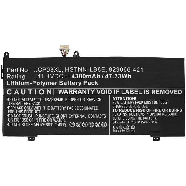 CoreParts MBXHP-BA0176 ricambio per laptop Batteria (Laptop Battery for HP 55.86Wh - 11.4V 4900mAh 48Wh Li-Pol - 11.1V 4300mAh Black - Spectre X360 13, Spectre 13 - Warranty: 12M)