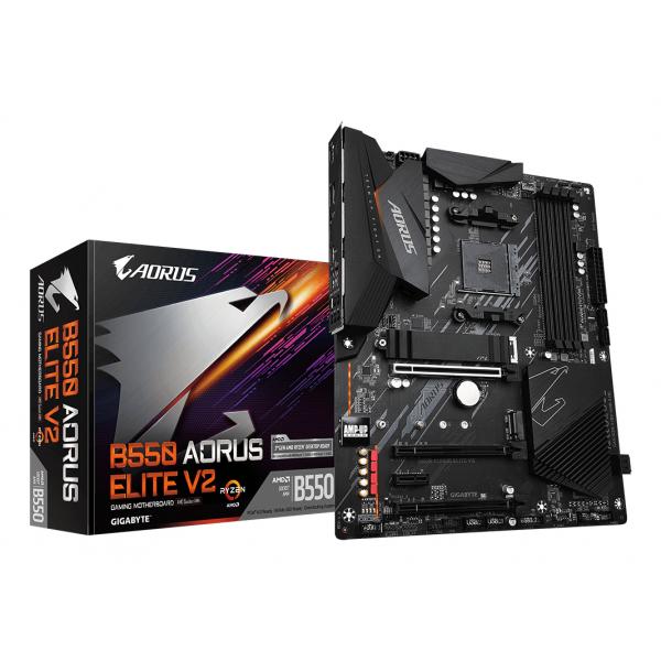 GIGABYTE B550 AORUS ELITE V2 Scheda madre - CPU AMD Ryzen 5000, VRM a 12+2 fasi, fino a 4733 MHz DDR4, 1xPCIe 4.0 + 1xPCIe 3.0 M.2, LAN 2.5GbE, USB 3.2 Gen 2 (Gigabyte B550 AORUS Elite V2 - 1.0 - mot