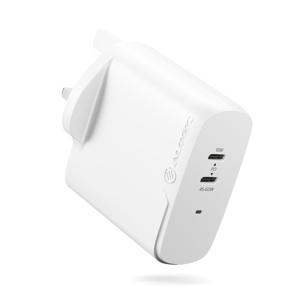 ALOGIC 2X63 Universale Bianco AC Interno (ALOGIC 2X63 RAPID POWER 2 PORT - 63W GAN CHARGER USB-C [45W] + US)