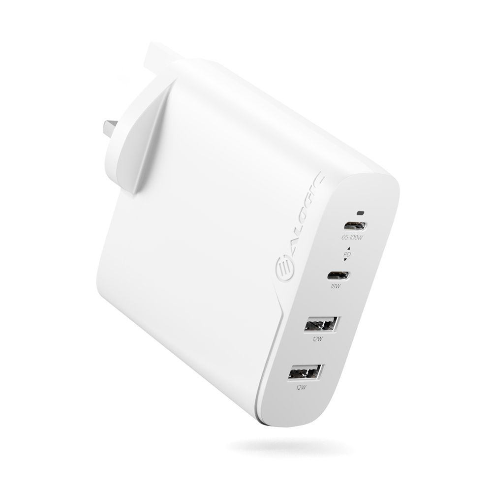 ALOGIC 4X100 Universale Bianco AC Interno (4 PORT 100W USB-C USB-A GAN - CHARGER WITH 2M USB-C CABLE)
