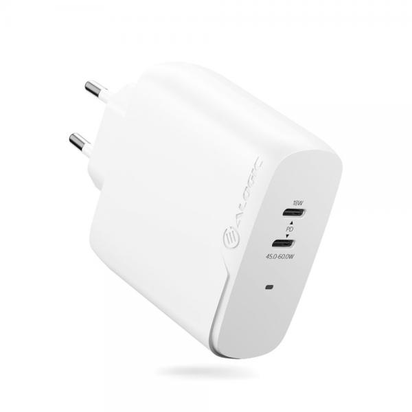 ALOGIC WCG2X63-EU Caricabatterie per dispositivi mobili Universale Bianco AC Interno (ALOGIC Rapid Power 2-port [45+18W] GaN)