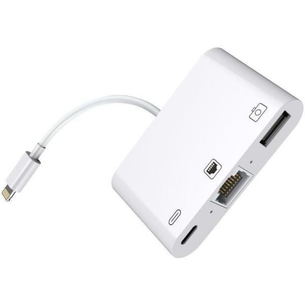 Microconnect LIGHT-HUB2 replicatore di porte e docking station per laptop Bianco (LIGHTNING HUB - iPhone / iPad - Lightning - RJ45 + Power - Adapter with Lightning Connector - Warranty: 300M)