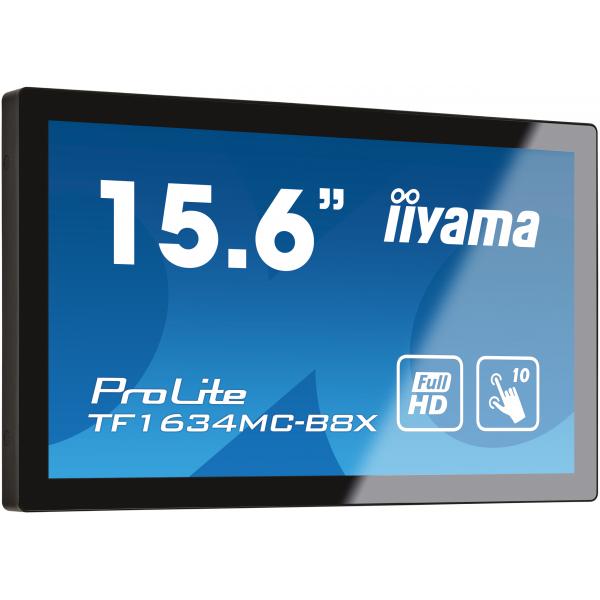 iiyama ProLite TF1634MC-B8X Monitor PC 39,6 cm [15.6] 1920 x 1080 Pixel Full HD LED Touch screen Multi utente Nero (iiyama - 15.6' PCAP 10 Touch Screen)