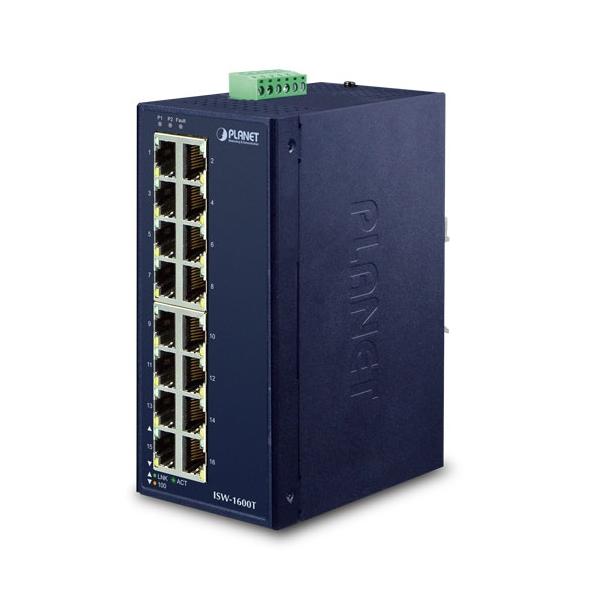 PLANET ISW-1600T switch di rete Non gestito Fast Ethernet [10/100] Blu (IP30 Industrial 16-Port - 10/100TX Ethernet Switch - Warranty: 60M)