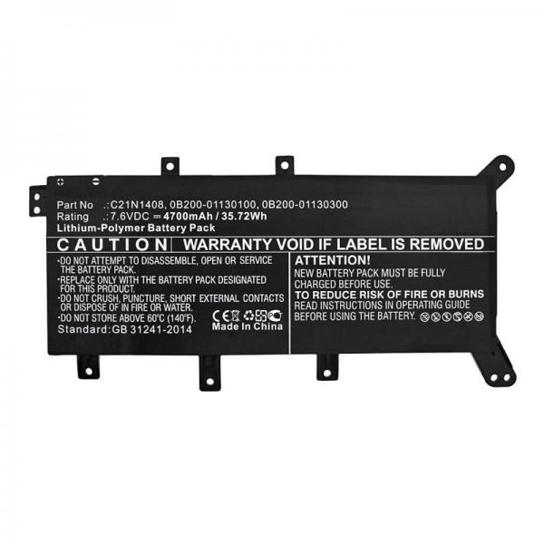 CoreParts MBXAS-BA0238 ricambio per laptop Batteria (Laptop Battery for Asus - 28.88Wh 7.6V 3800mAh 31Wh - Li-Pol 7.6V 4100mAh Black for Asus Notebook, Laptop A555LJ, A555LJ-DM941T, - Warranty: 12M)