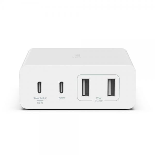 Belkin WCH010myWH Computer portatile, Smartphone, Orologio intelligente, Tablet Bianco AC Ricarica rapida Interno (108W 4-PORTS USB DESKTOP CHARGER)